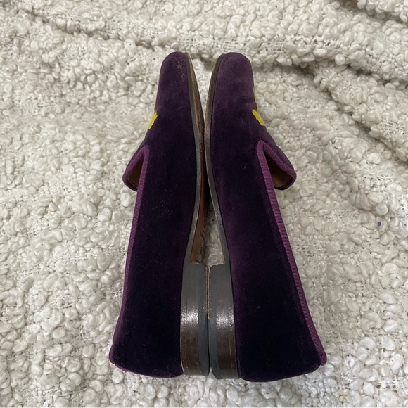 Stubbs & Wootton Purple Loafers with Gold Embroidery - Picture 5 of 8
